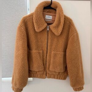 Tan Sherpa Bomber Jacket